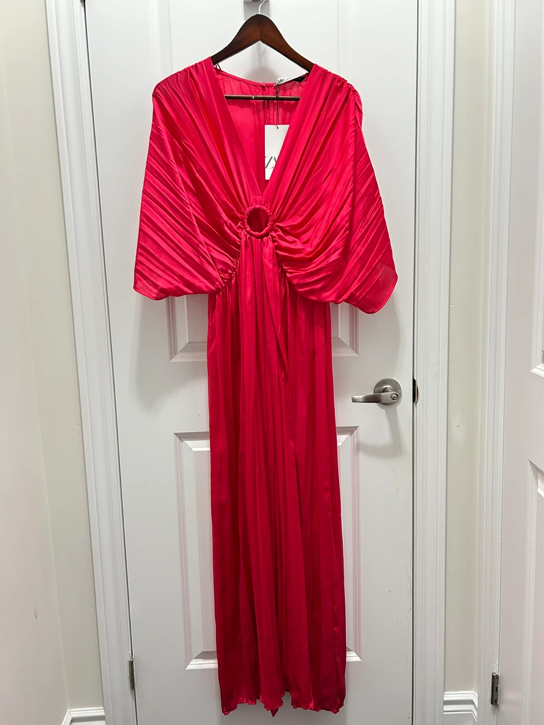 M - NEW with TAG, ZARA Pink Plisse Wide Leg Jumpsuit - photo 2