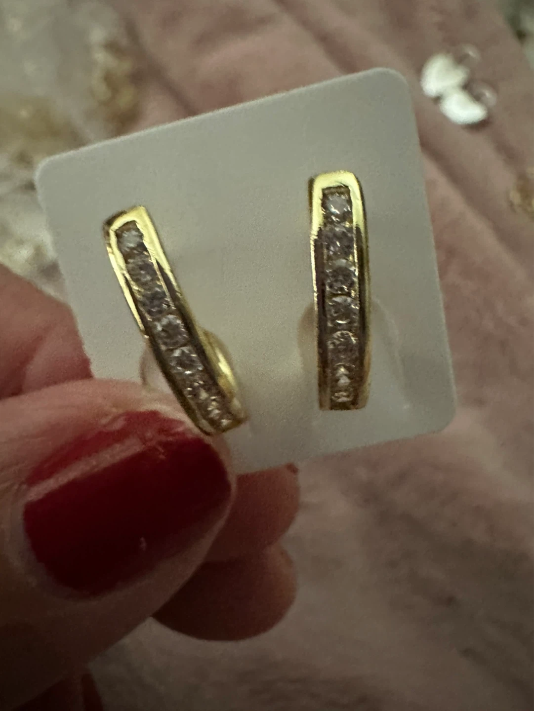 Gold Hoop Earrings with Crystals