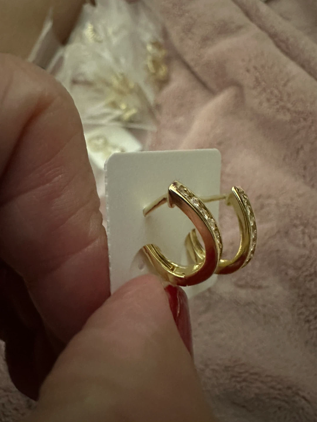 Gold Hoop Earrings with Crystals - photo 3