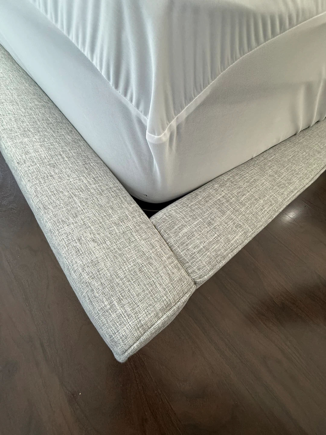 Grey Upholstered Queen Bed Frame w Headboard - photo 2