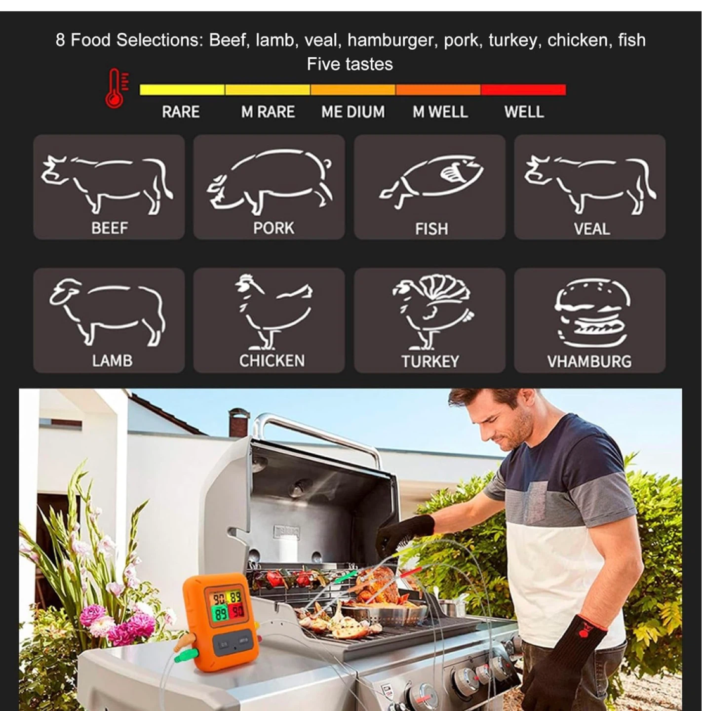 Brand New Meat Temperature Probe Smart Bluetooth 4 Probes