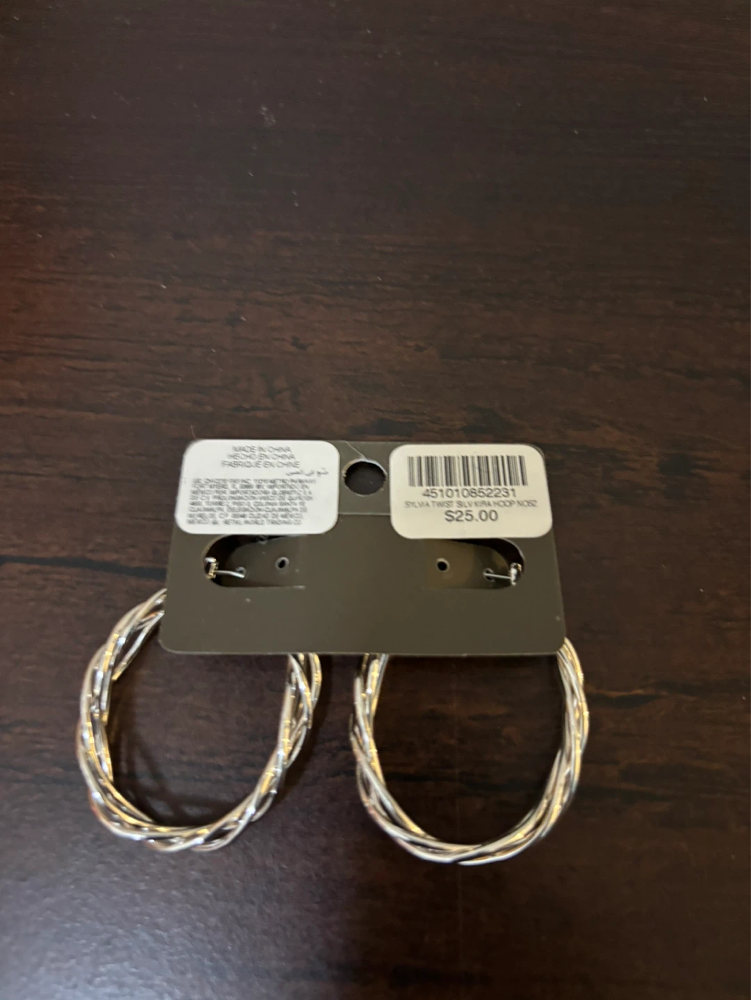 BRAND NEW-Chico's Silver Twisted Hoop Earrings - photo 2