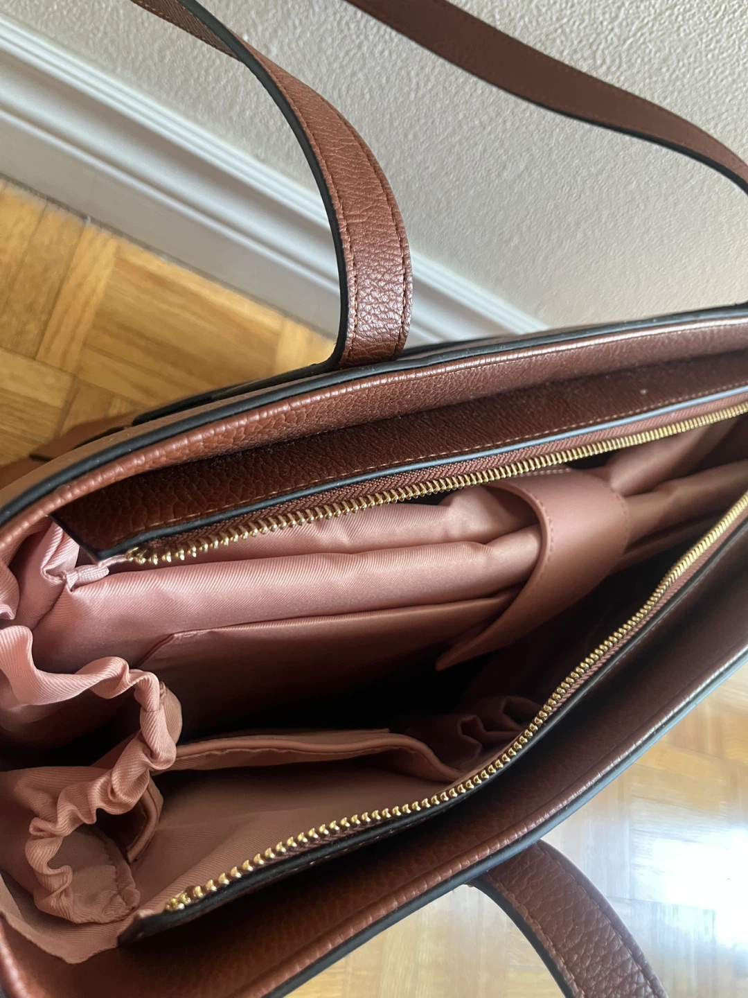 Poppy & Peonies Brown Faux Leather Tote Bag - photo 5