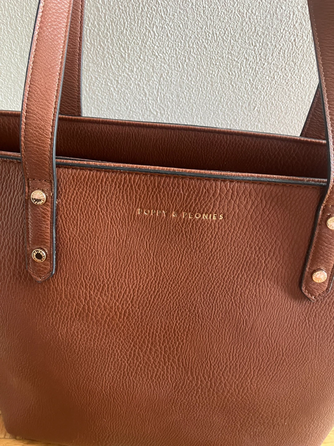 Poppy & Peonies Brown Faux Leather Tote Bag - photo 3