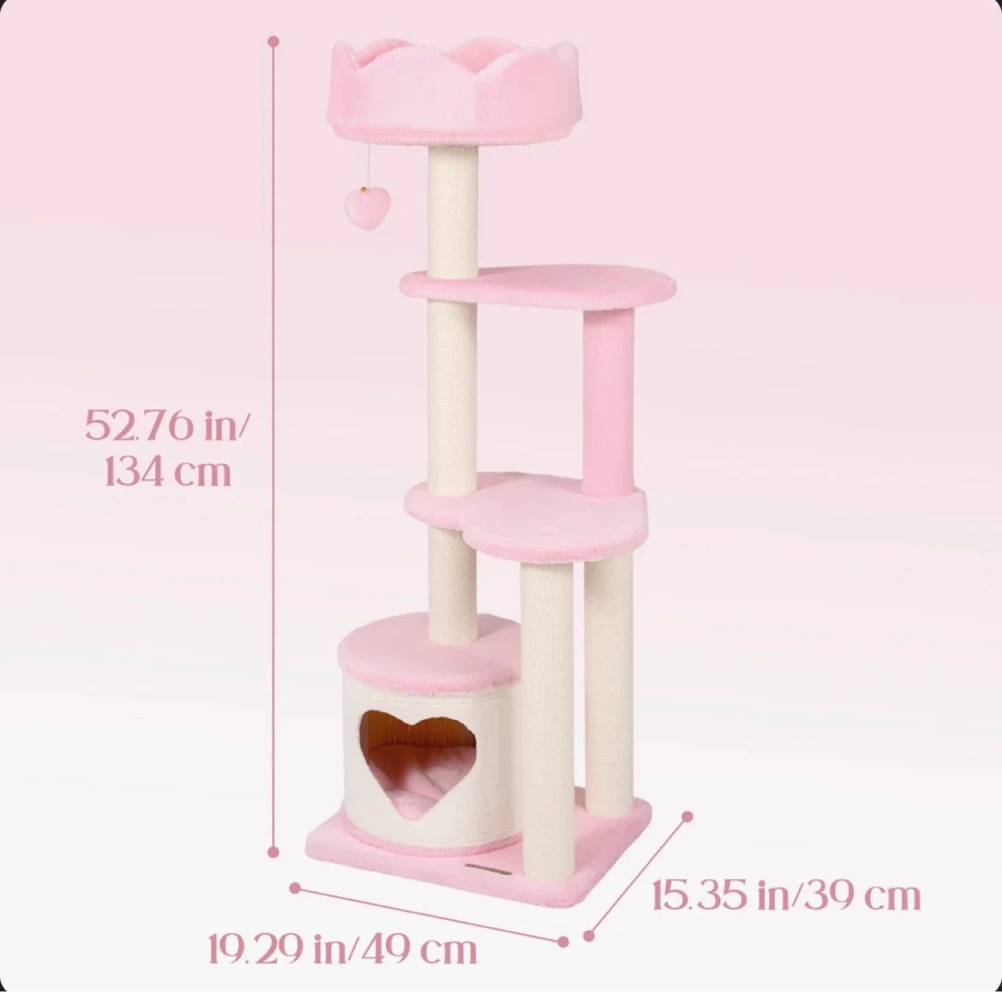 Pink Cat Tree Condo with Scratching Posts and Dangling Toy - photo 3