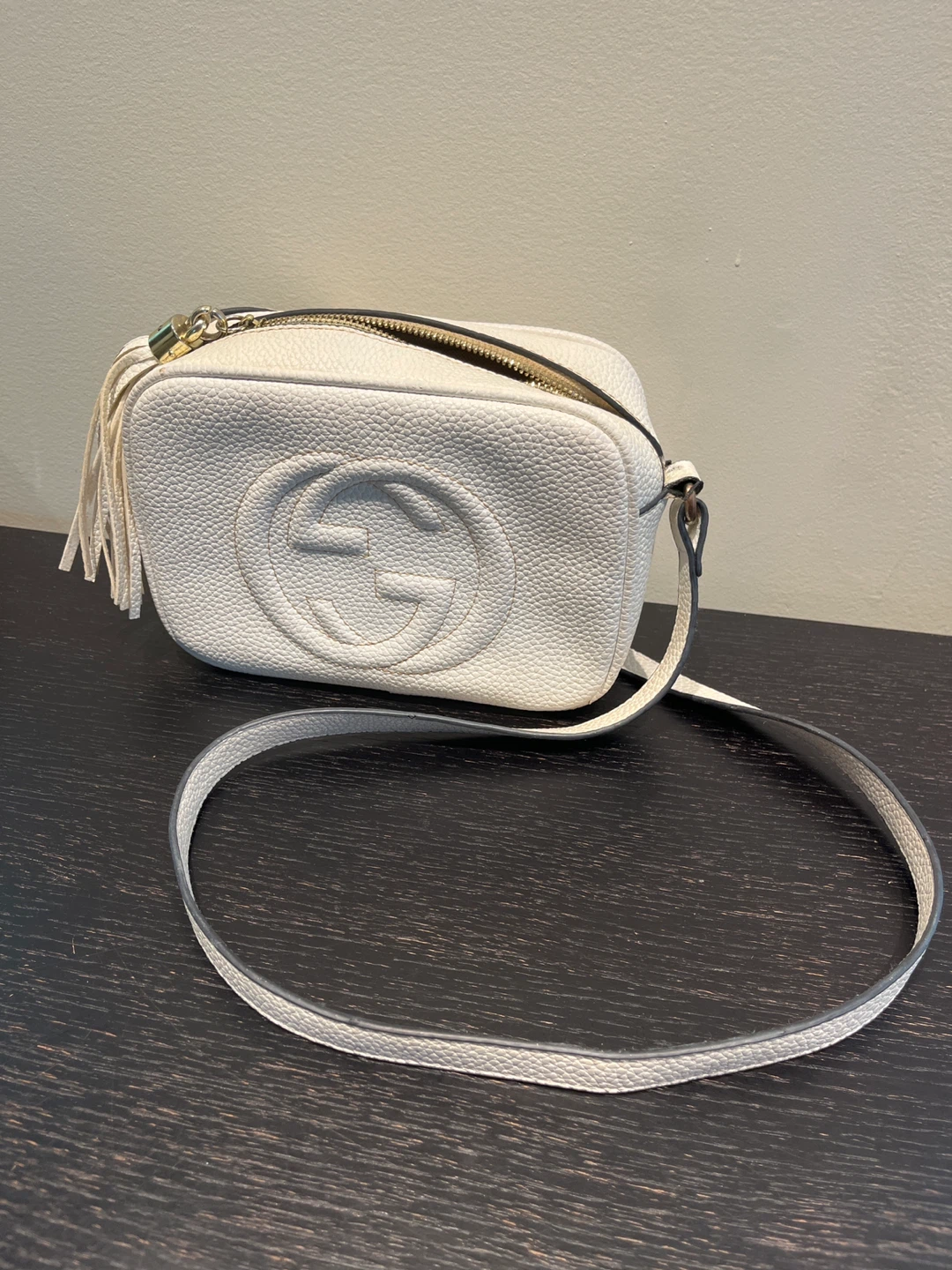 GG White Leather Bag