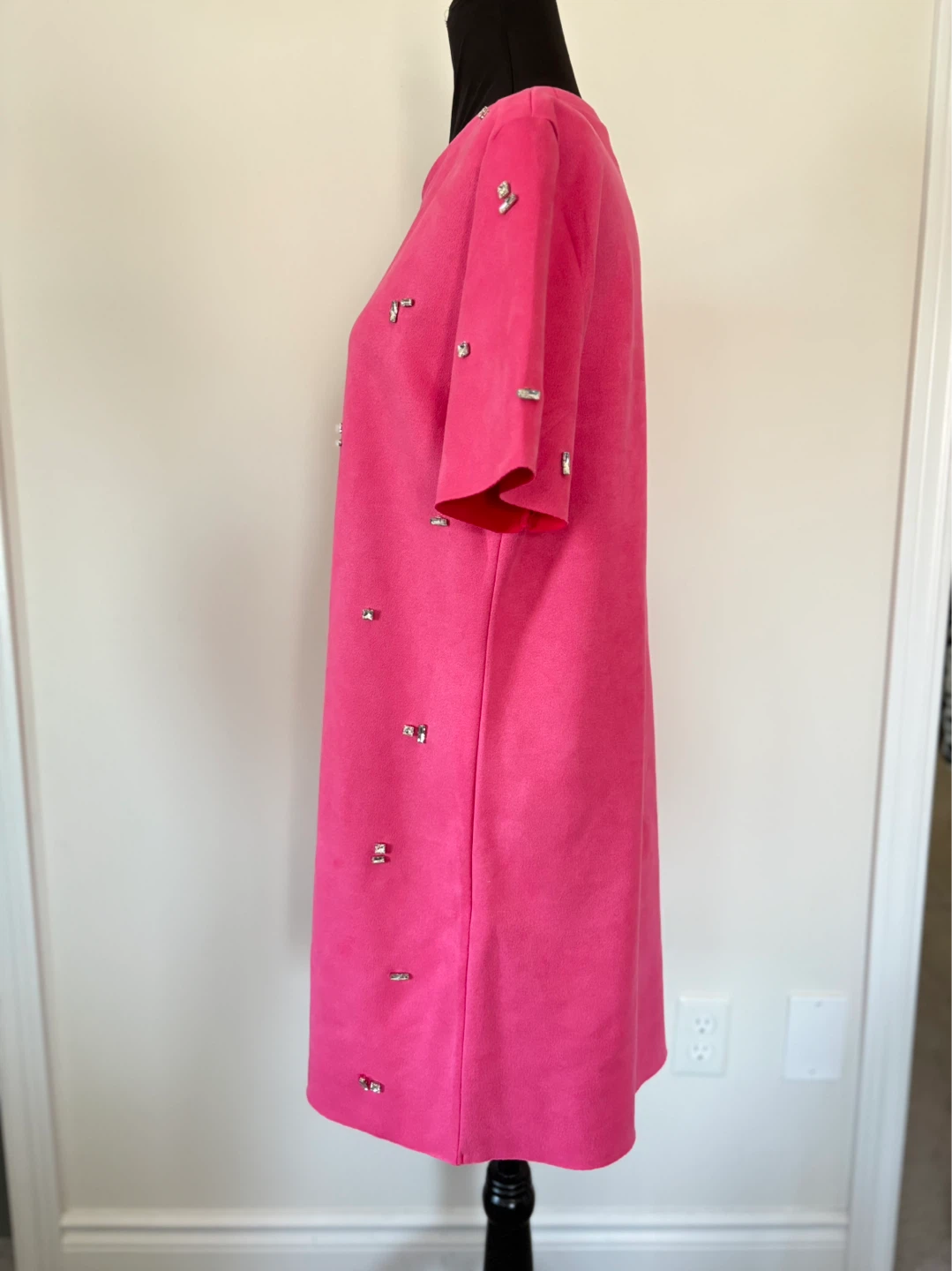L - ZARA Hot Pink Dress with Rhinestone Embellishments - photo 5