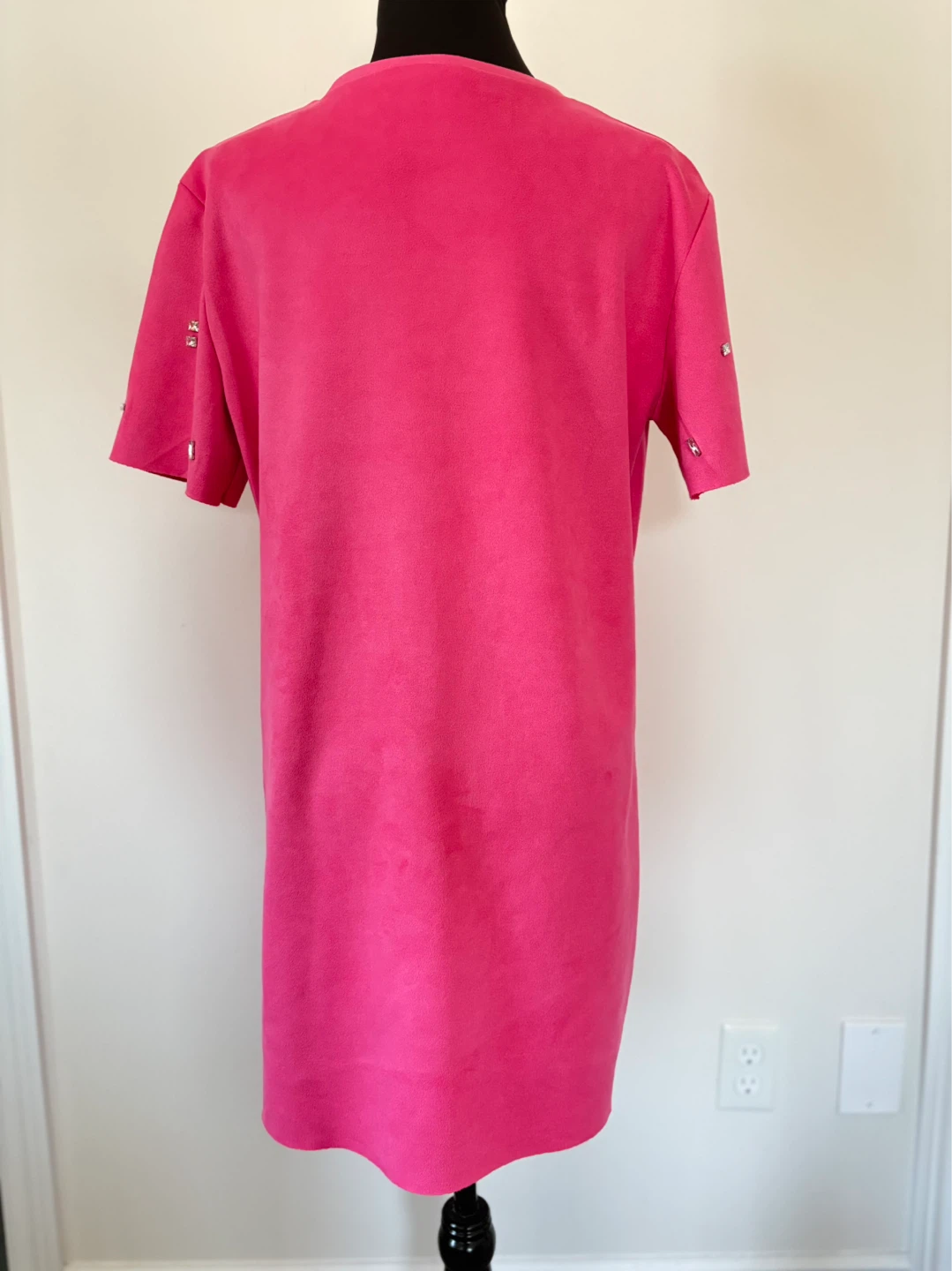 L - ZARA Hot Pink Dress with Rhinestone Embellishments - photo 4