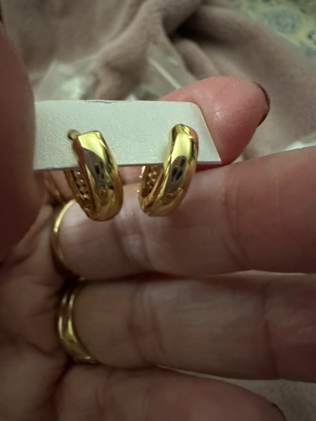 Gold Hoop Earrings with Clear Stones - photo 2