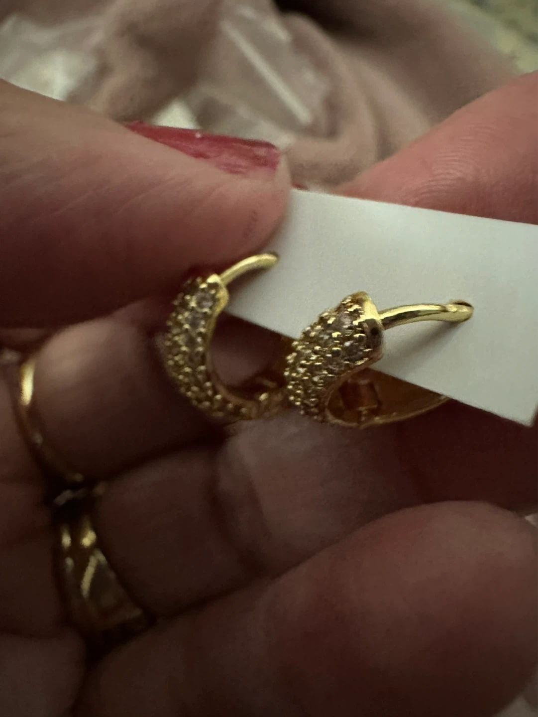 Gold Hoop Earrings with Clear Stones