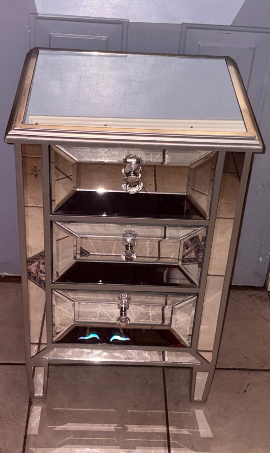 Mirrored Three-Drawer Nightstand