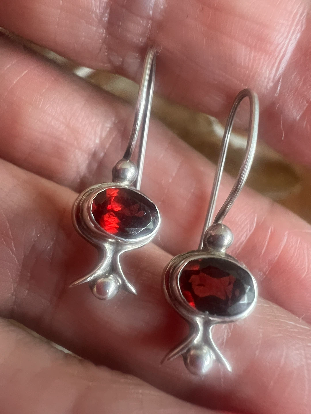 Sterling Silver Garnet Earrings - photo 2