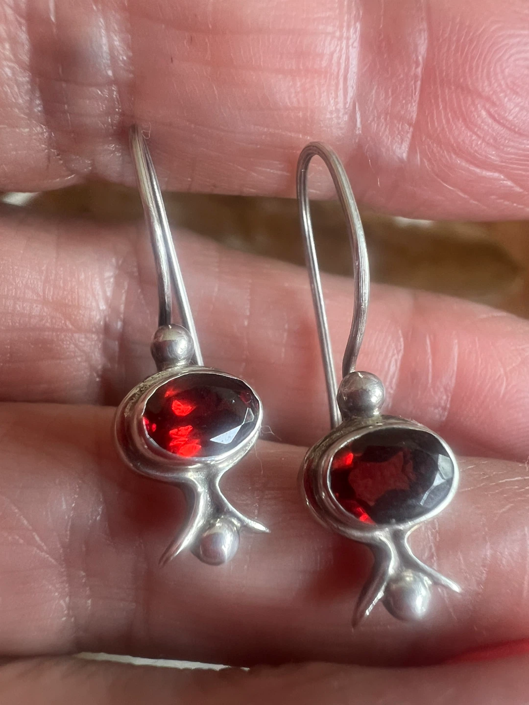 Sterling Silver Garnet Earrings