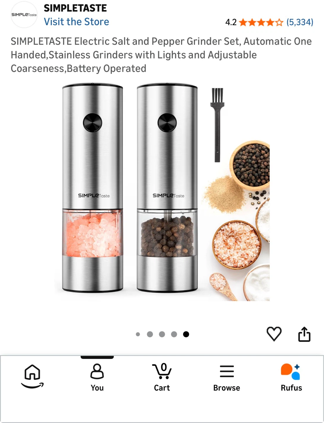 SIMPLETASTE Electric Salt and Pepper Grinders Set