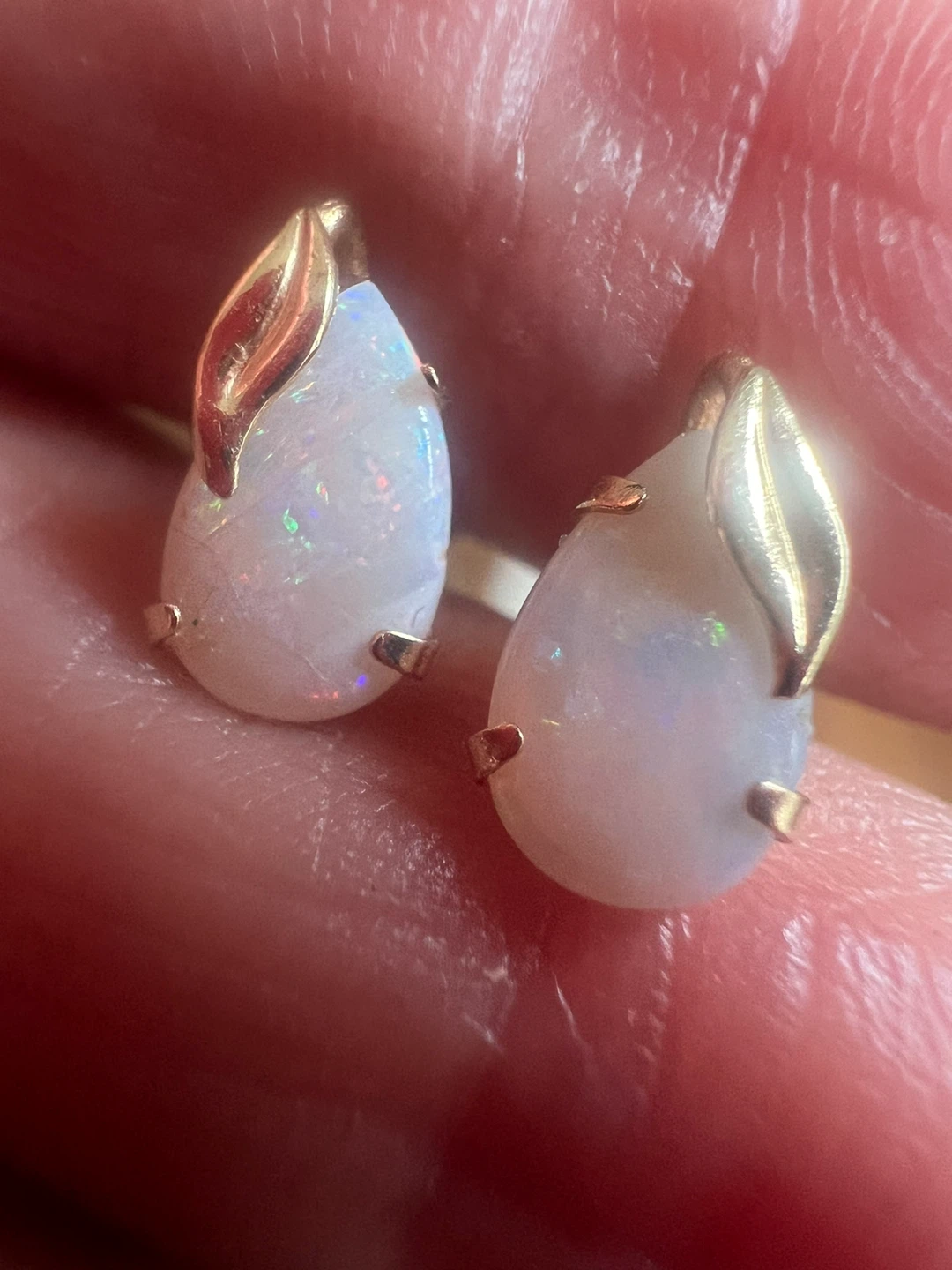 14 k Gold Opal Teardrop Earrings