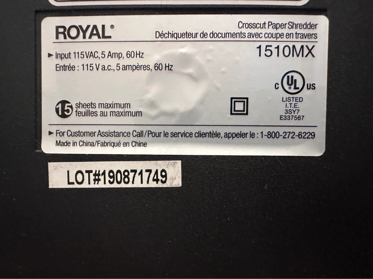 Royal 1510MX 15 Sheet Crosscut Paper Shredder - photo 4