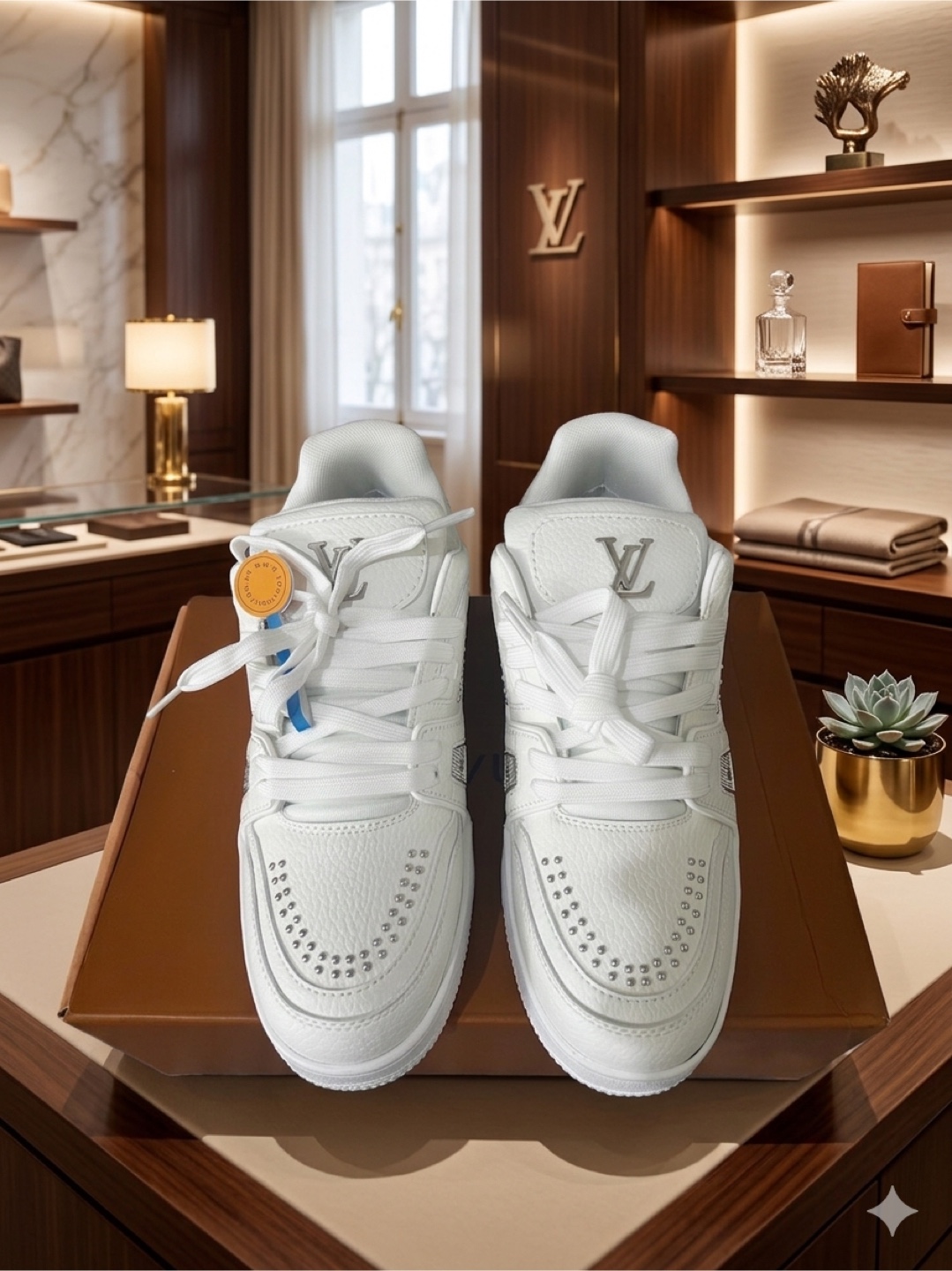 Louis Vuitton White Leather Sneakers - Men's Size 9