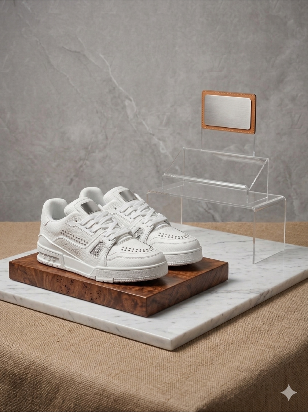 Louis Vuitton White Leather Sneakers - Men's Size 9 - photo 4