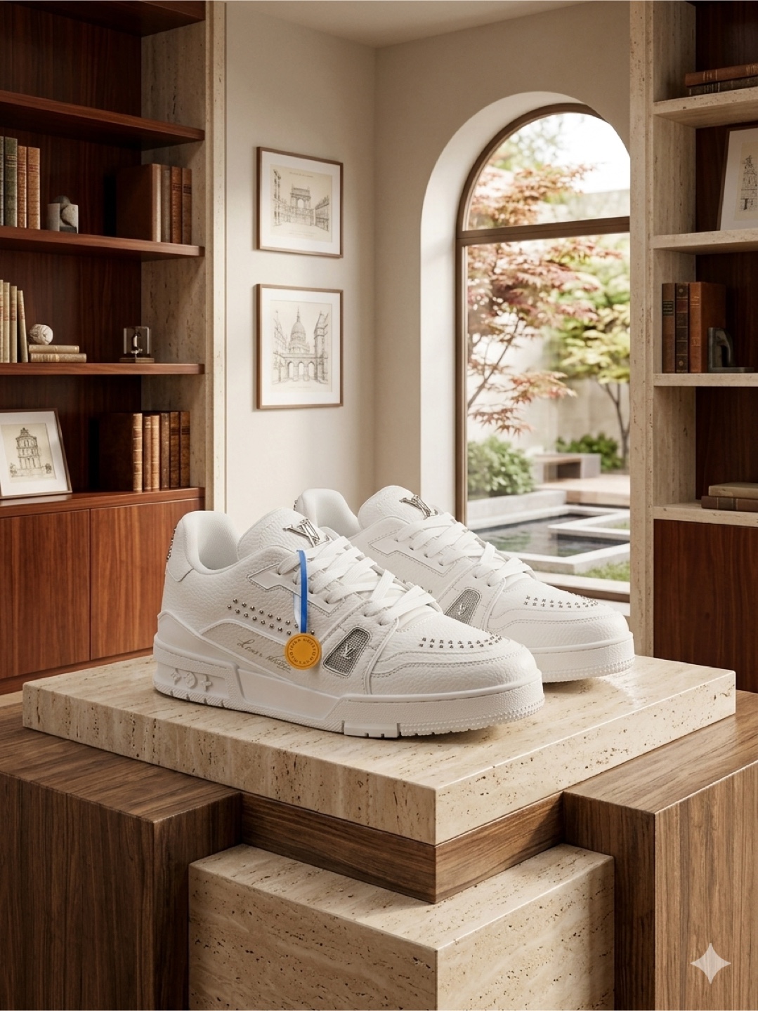 Louis Vuitton White Leather Sneakers - Men's Size 9 - photo 3