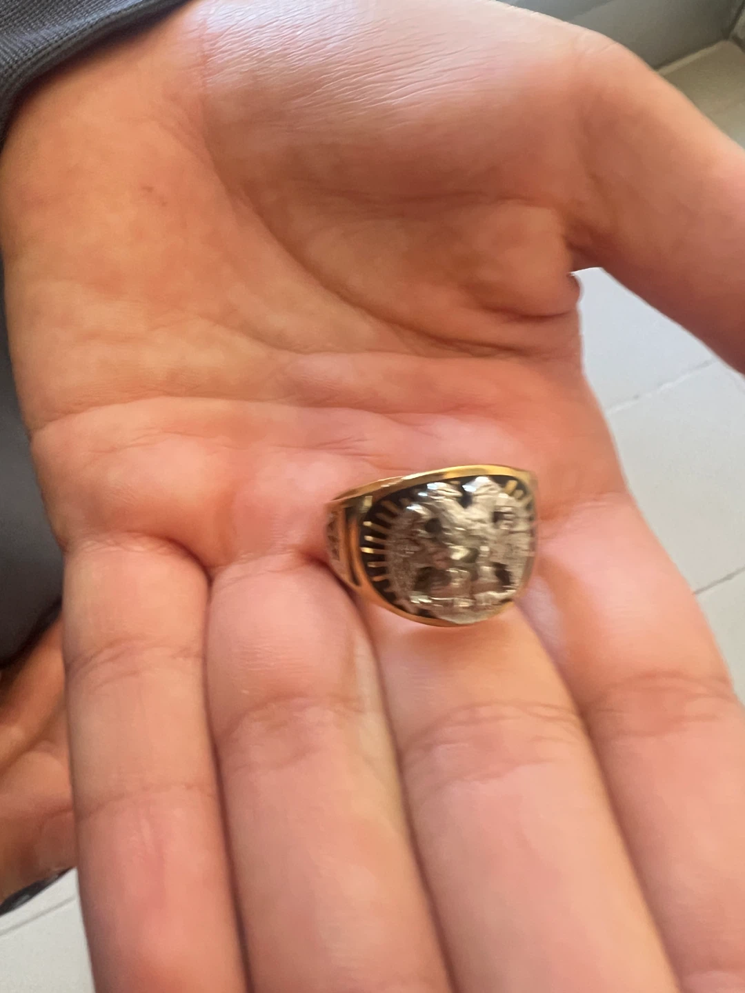 Gold Tone Eagle Crest Ring