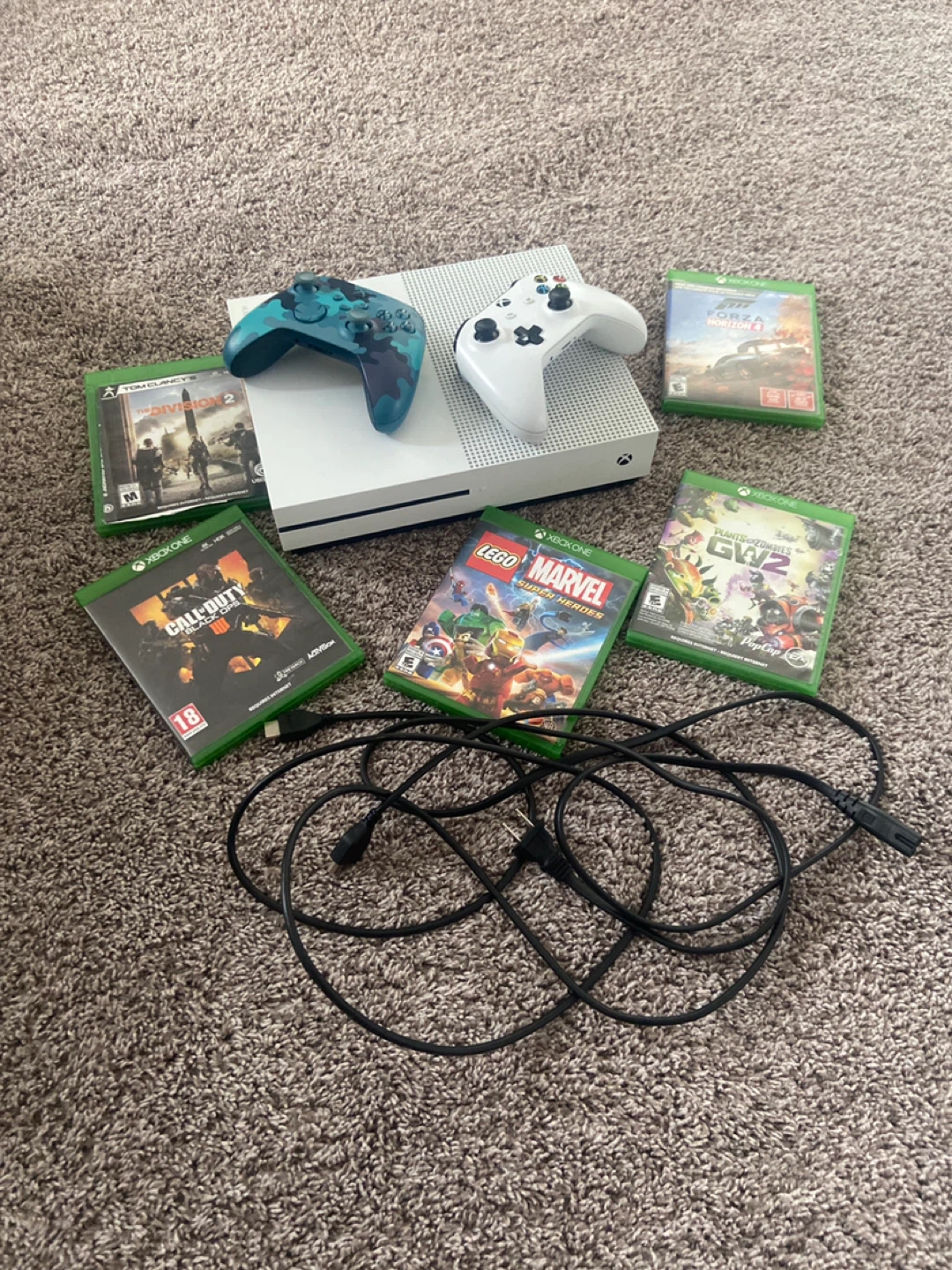 Xbox One S Console with 5 Games and Controllers