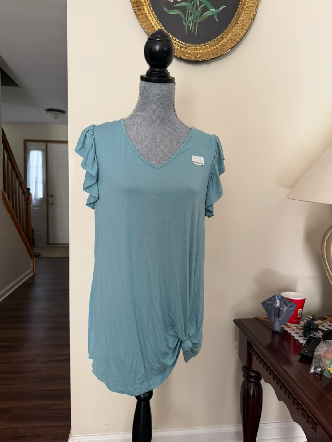 Time and Tru Maternity V-Neck Knot Front T-Shirt Size M
