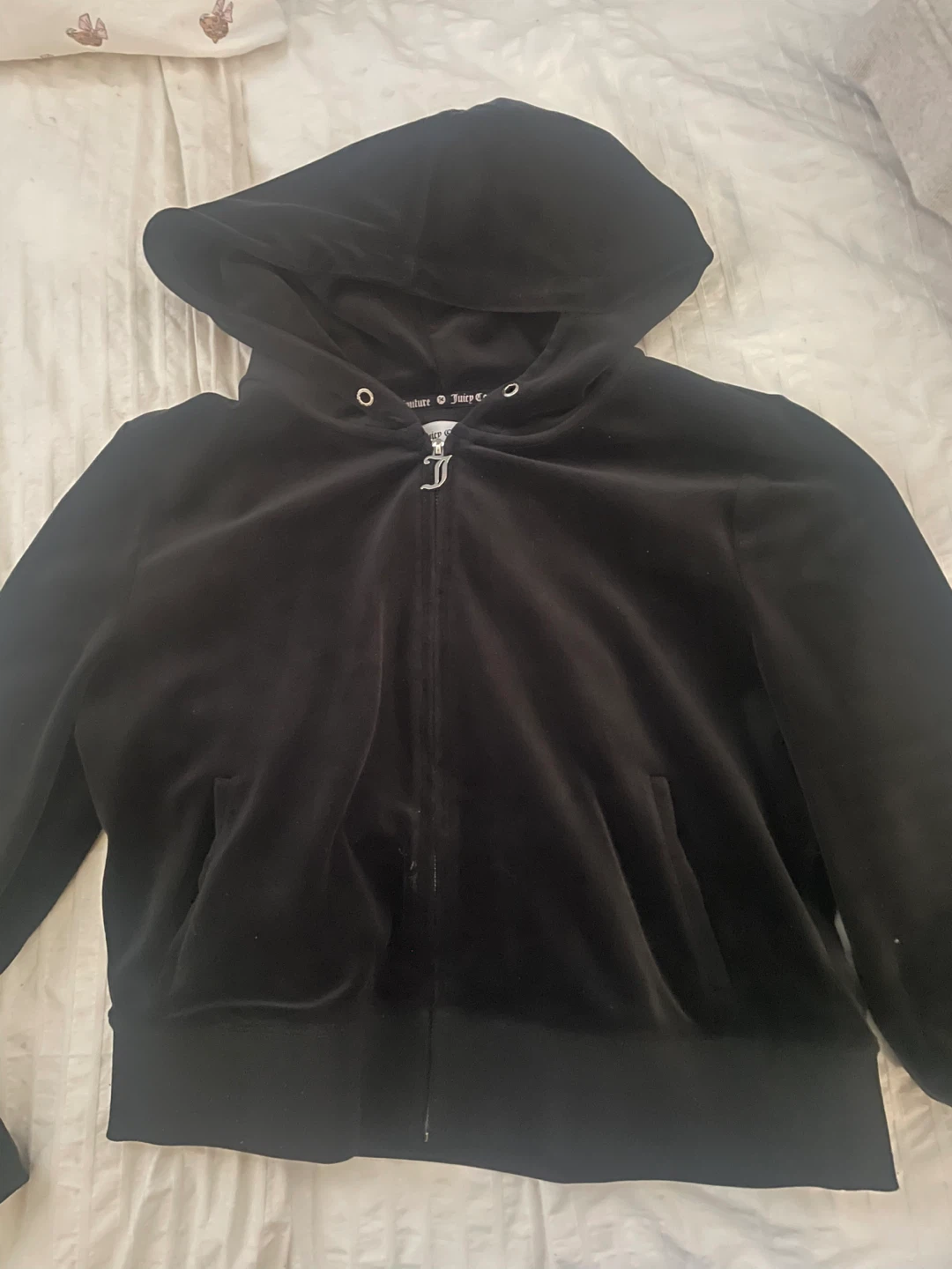 Juicy Couture Black Velour Hoodie - Size L