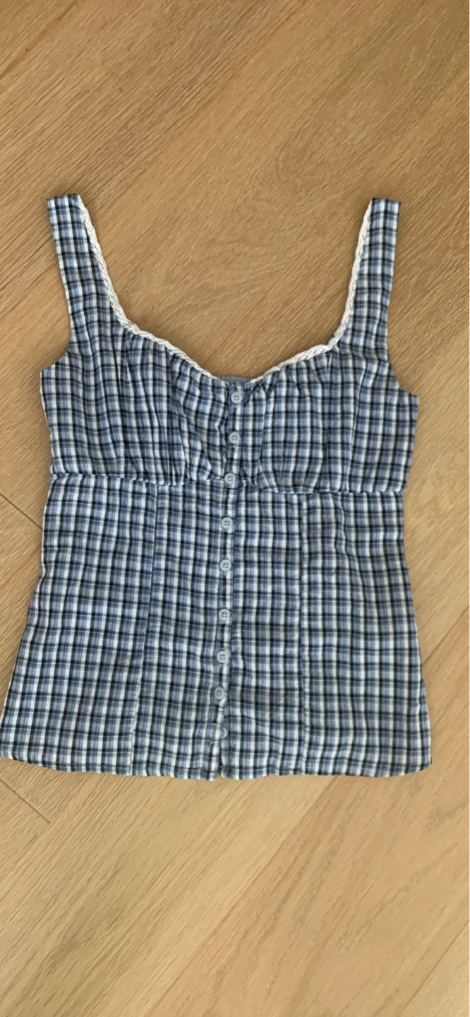 Hollister Blue Plaid babydoll Top - XS