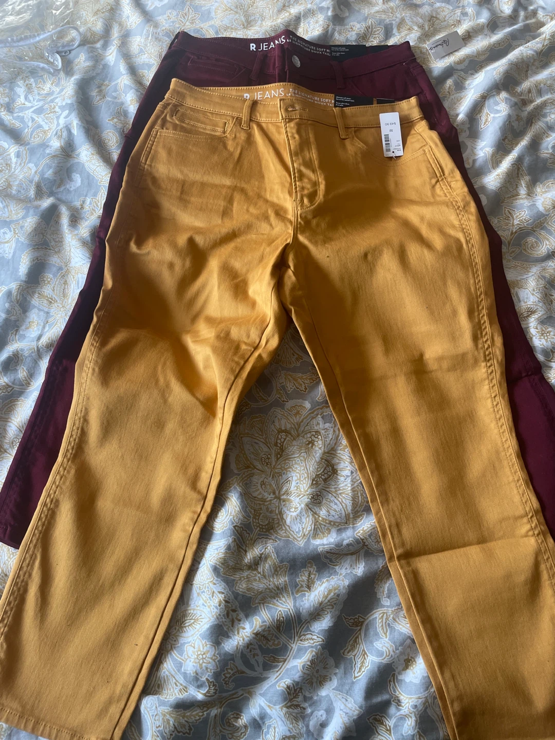 2 x R Jeans "The Signature Soft Jeans (Maroon & Yellow, Size 32) - photo 2