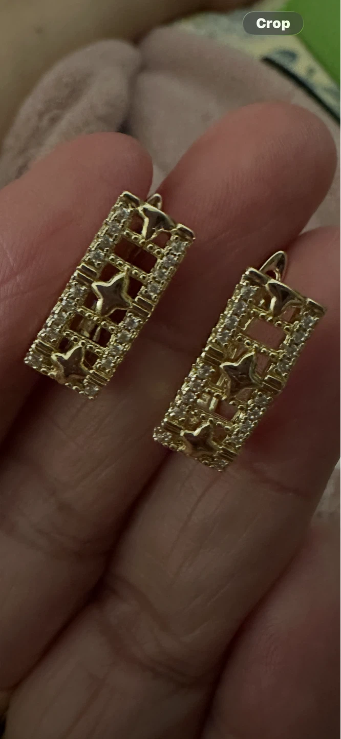 Gold laminated Star Earrings with Clear Stones