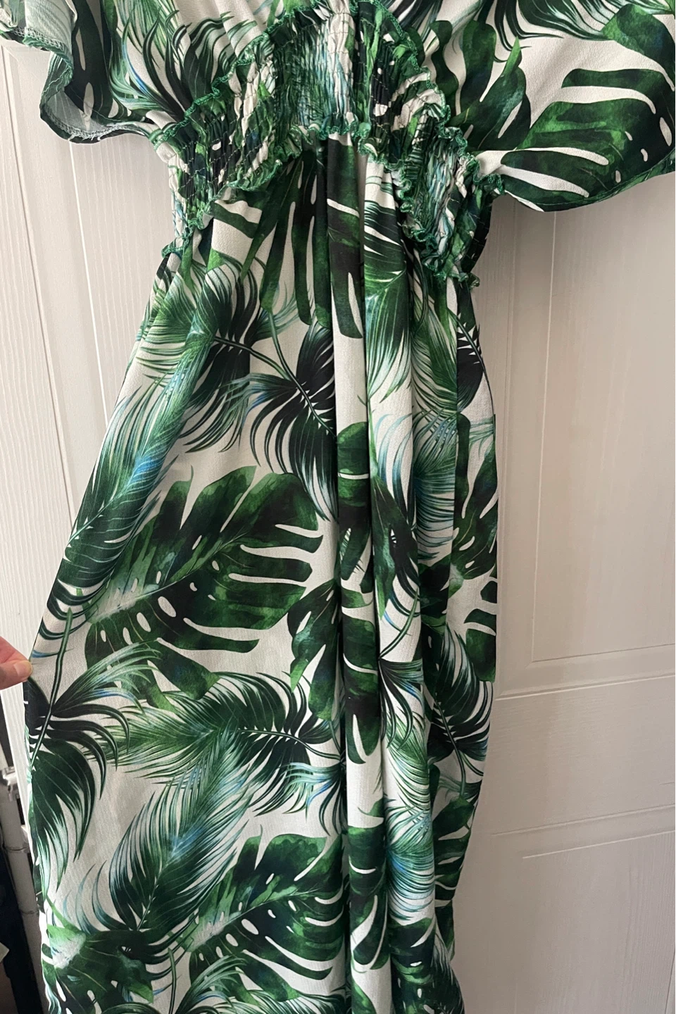 Italian Summer Tropical Green Leaf Maxi Dress size L - photo 4