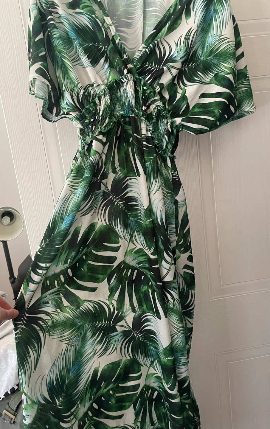 Italian Summer Tropical Green Leaf Maxi Dress size L - photo 3