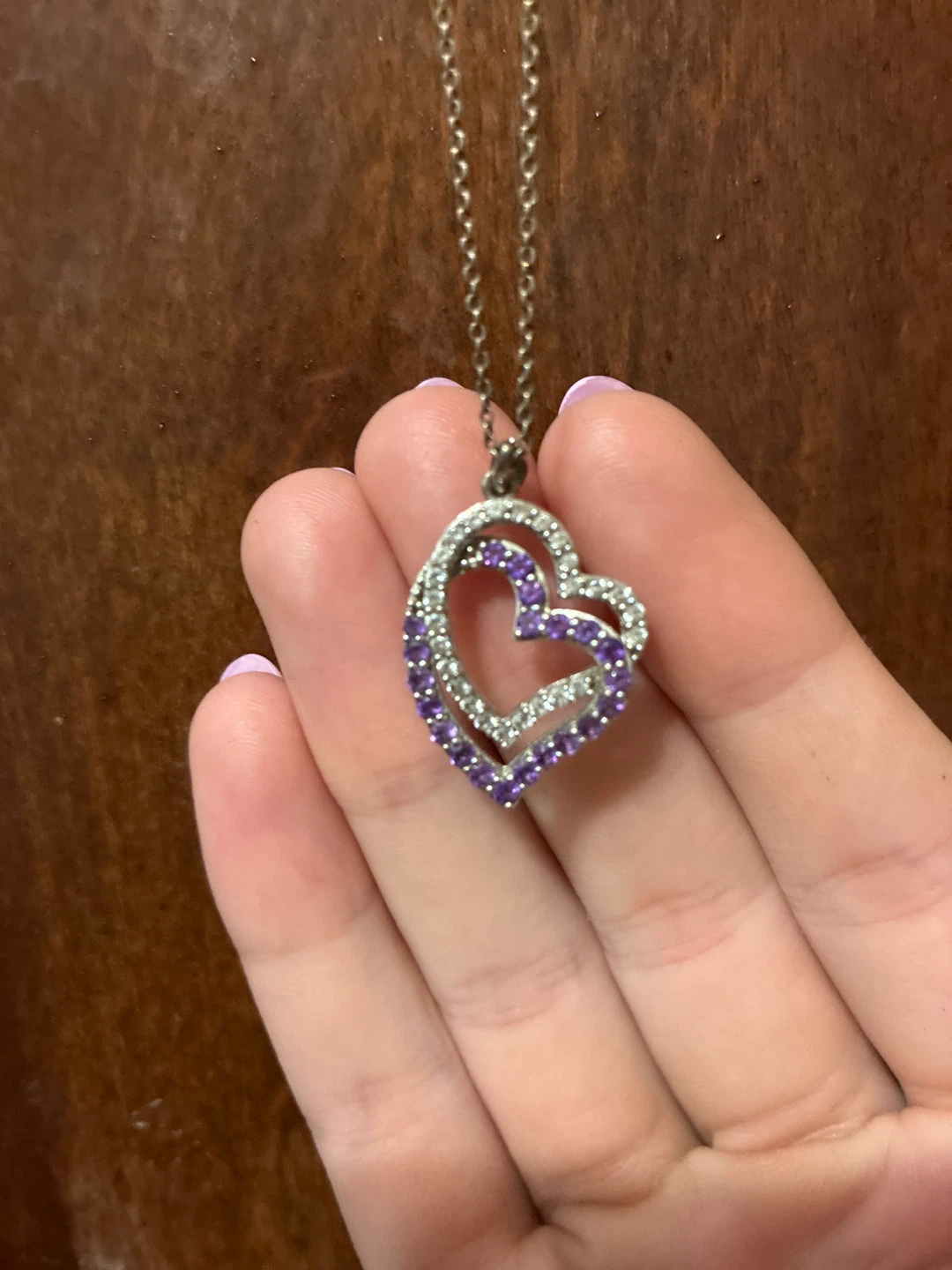 Double heart necklace 925 silver