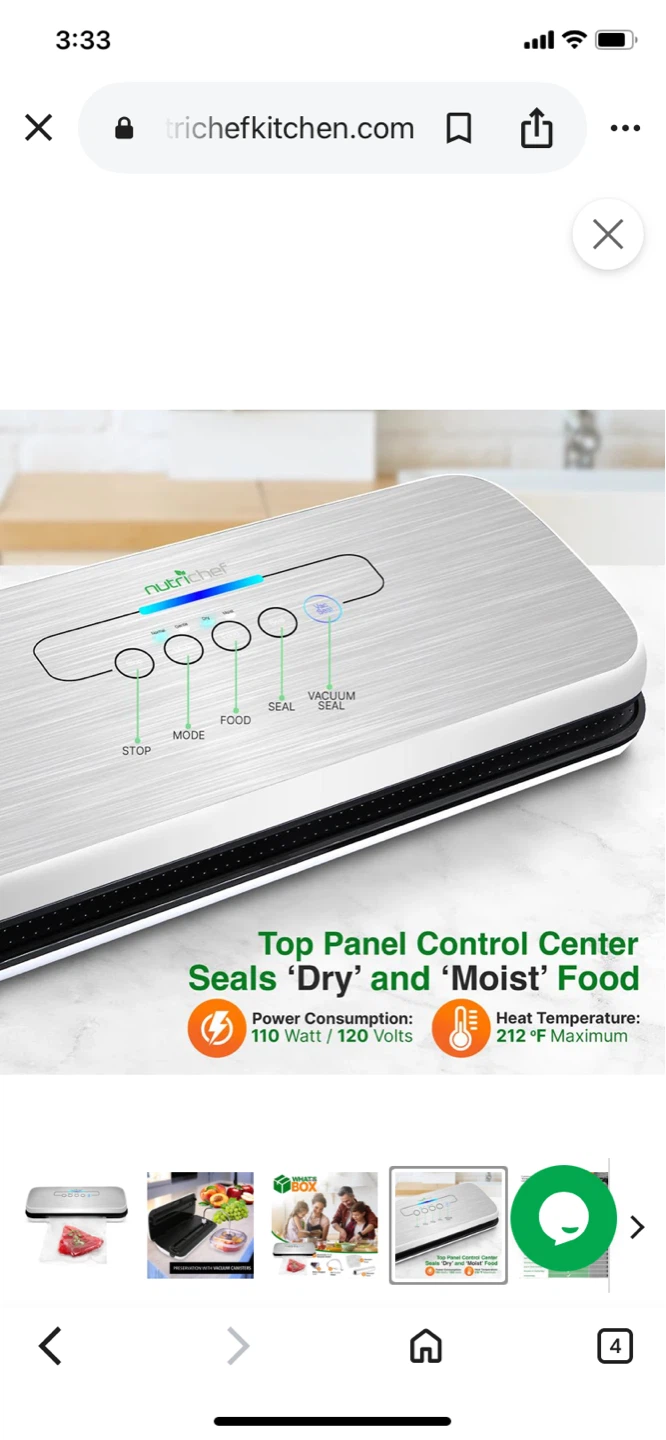 Nutrichef 80kPa Vacuum Food Sealer - photo 4