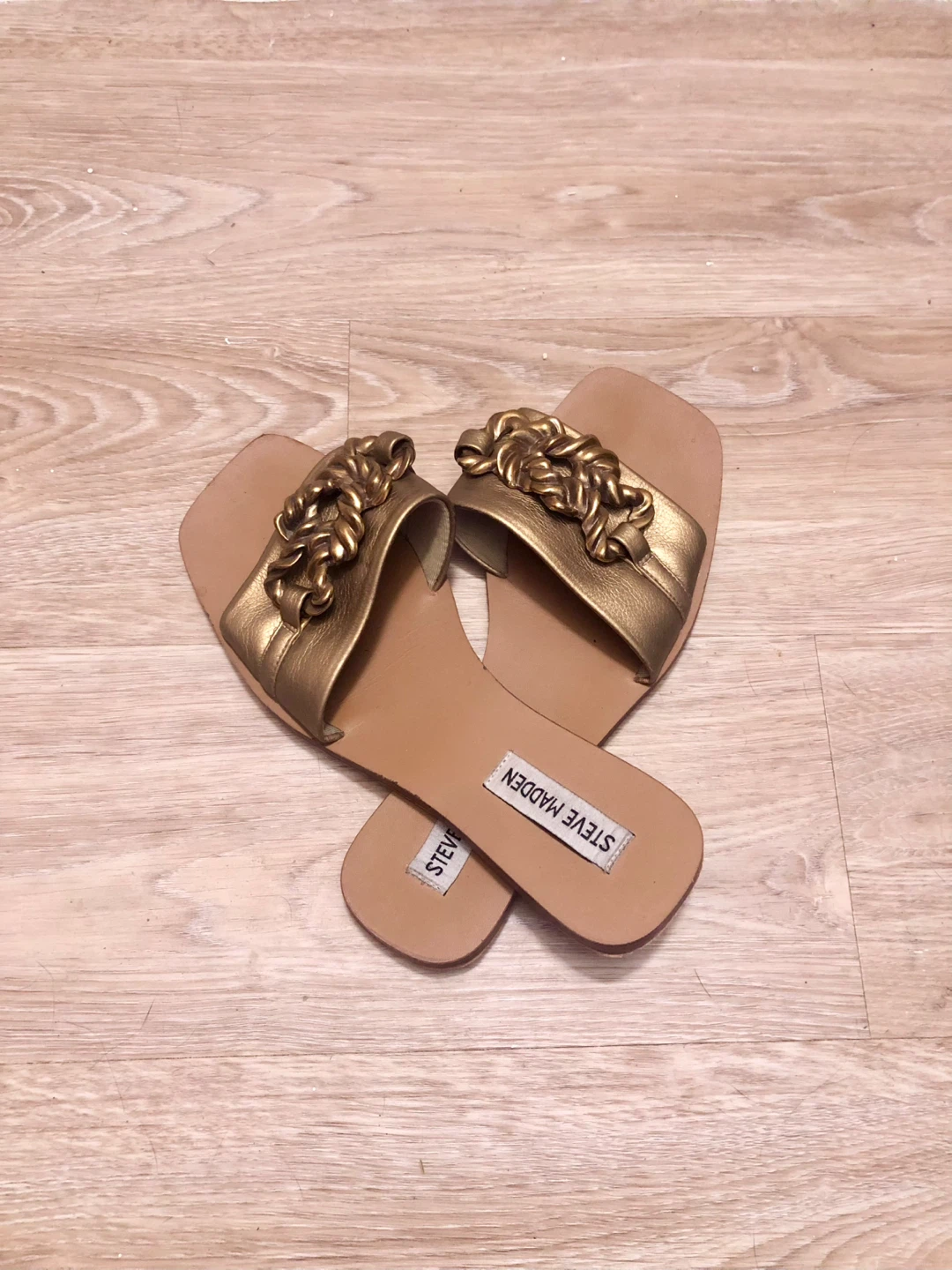 Steve Madden Gold Slides