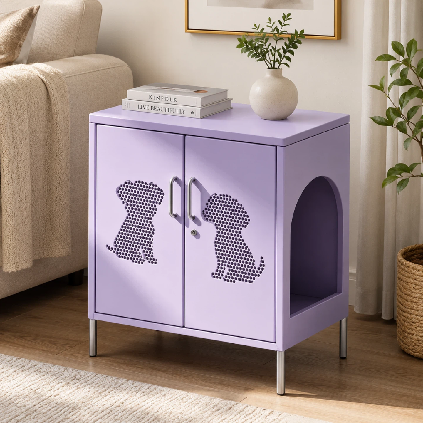 Purple Dog Crate End Table
