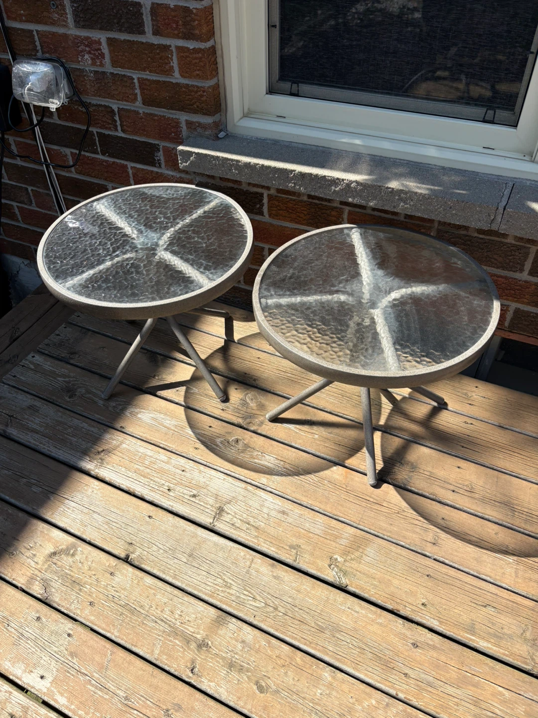 Set of 2 Round Glass Top Side Tables