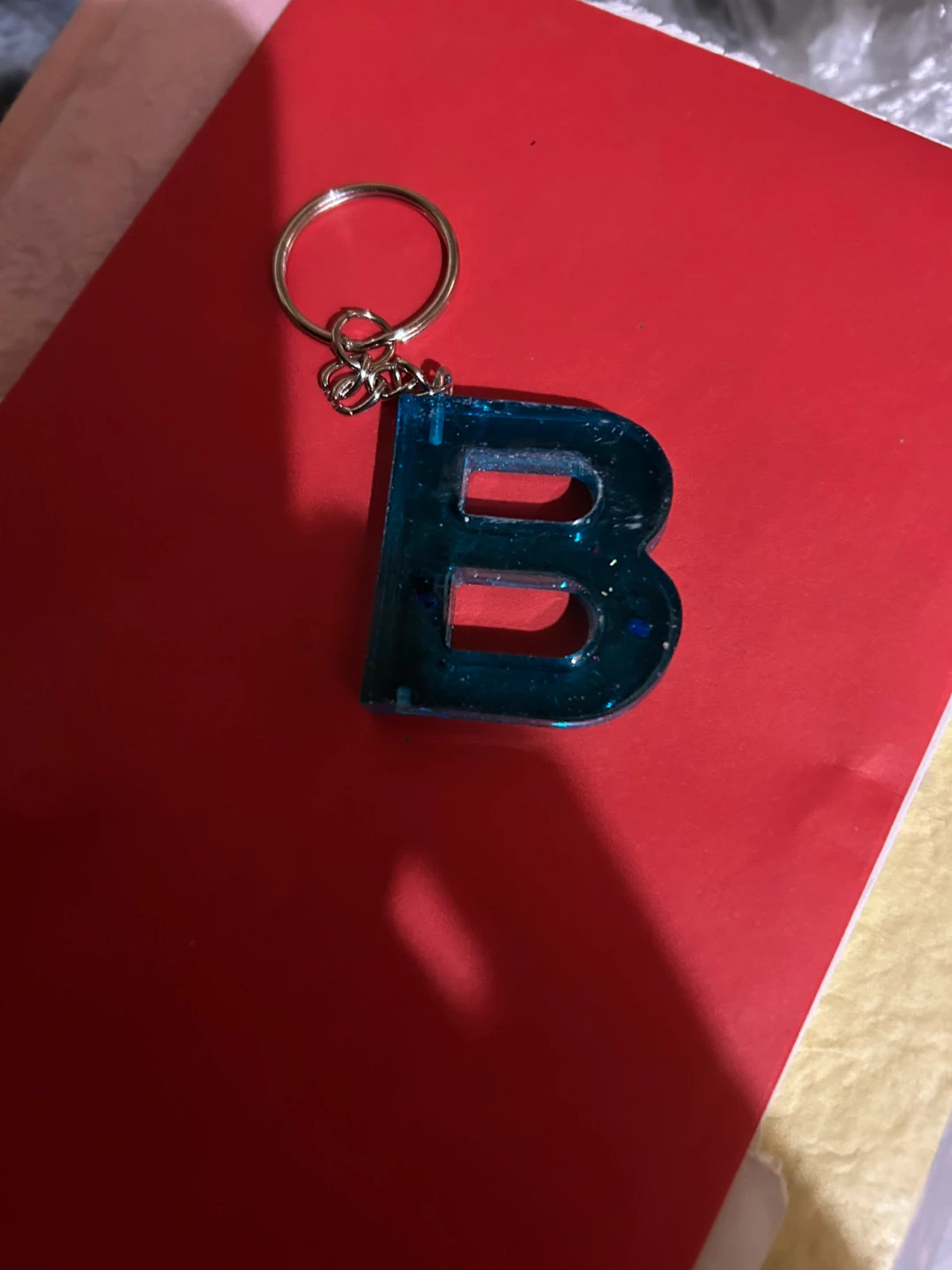 Teal Letter B Keychain