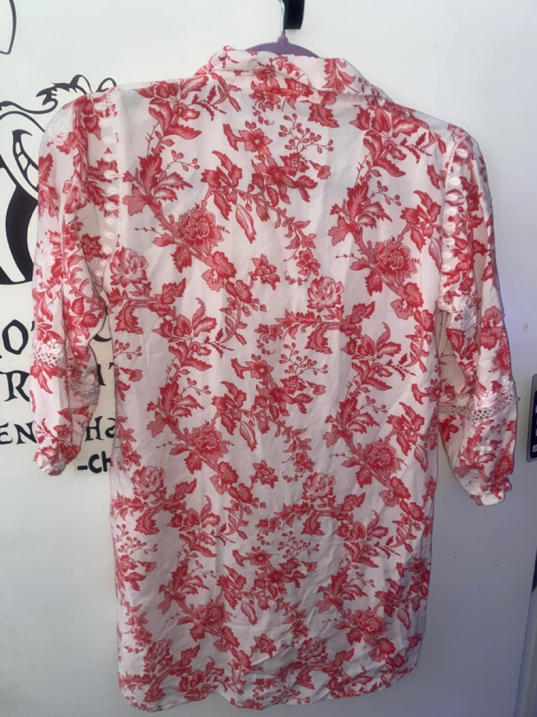 Sabritha Red Floral Embroidered Tunic Shirt Size M - photo 5