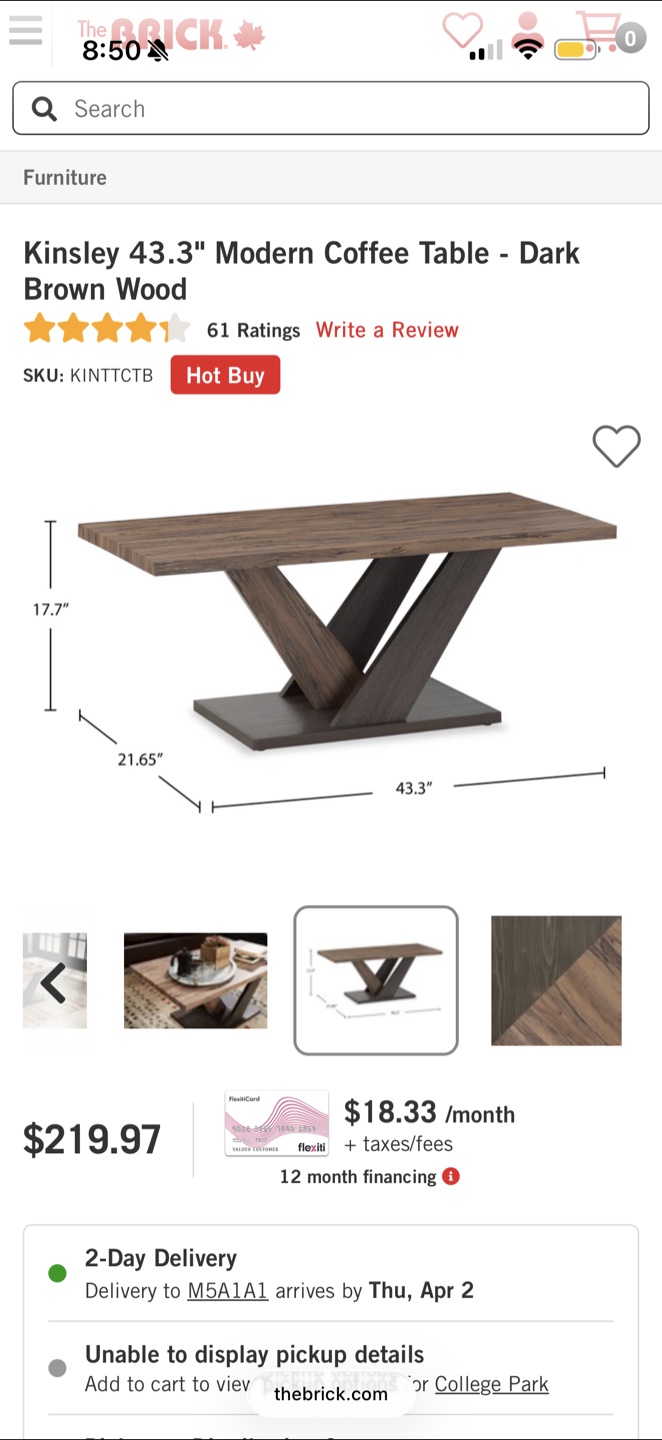 Modern Coffee Table - Dark Brown Wood - photo 2