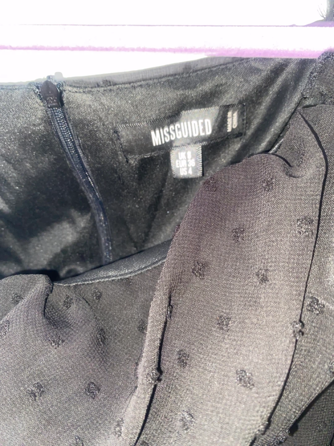 Black Sheer Dot Mesh Puff Sleeve Top Missguided Size US 4 - photo 4
