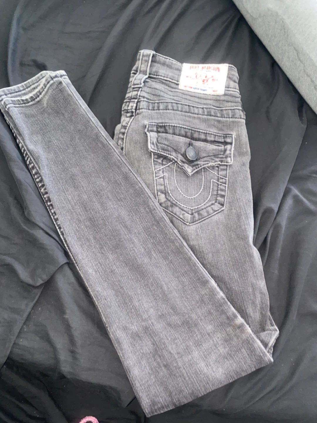 True Religion "World Tour" Super Skinny Jeans - Grey