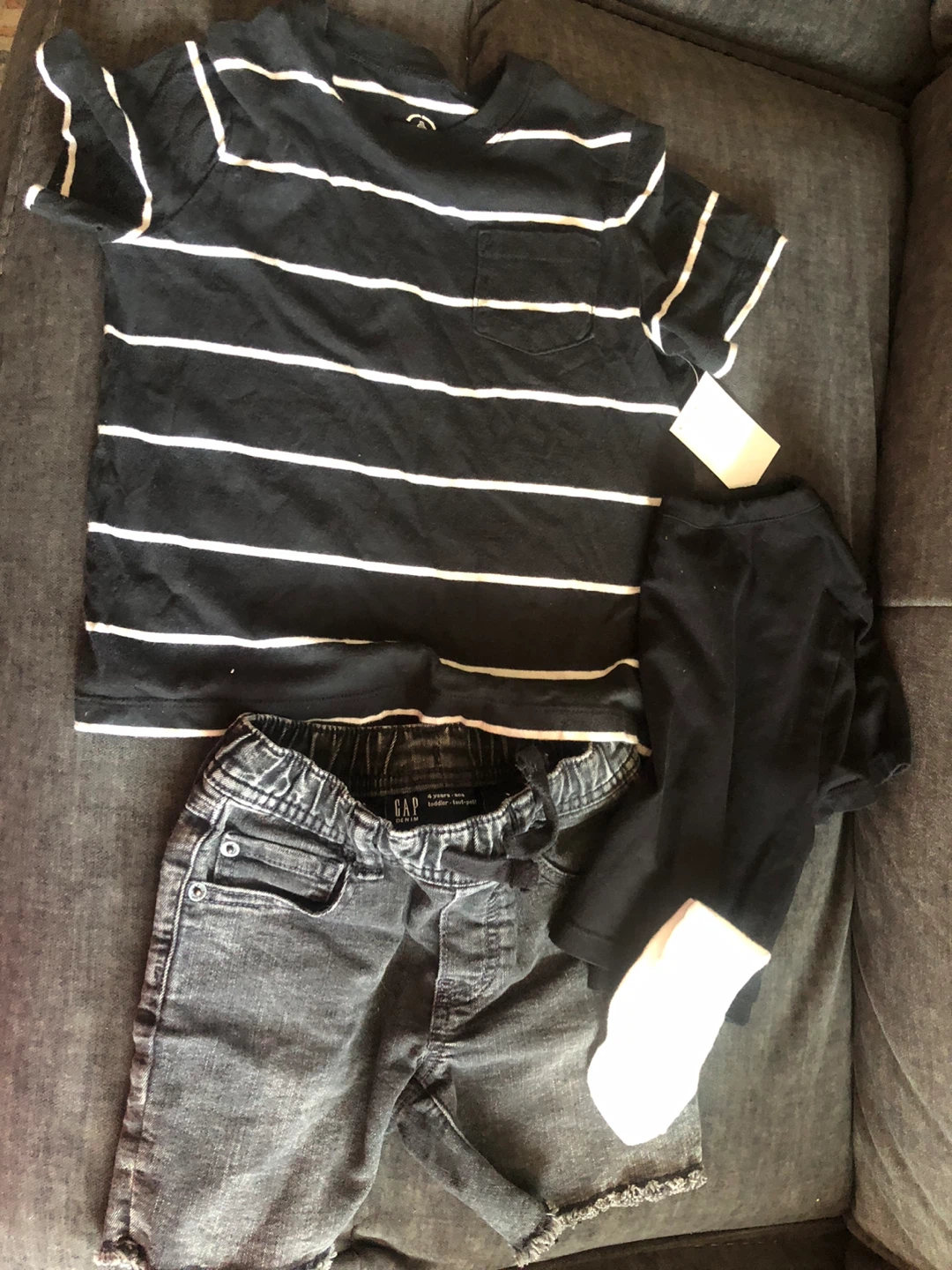 Baby Gap Toddler Outfit: Striped Tee & Denim Shorts - 4 Years