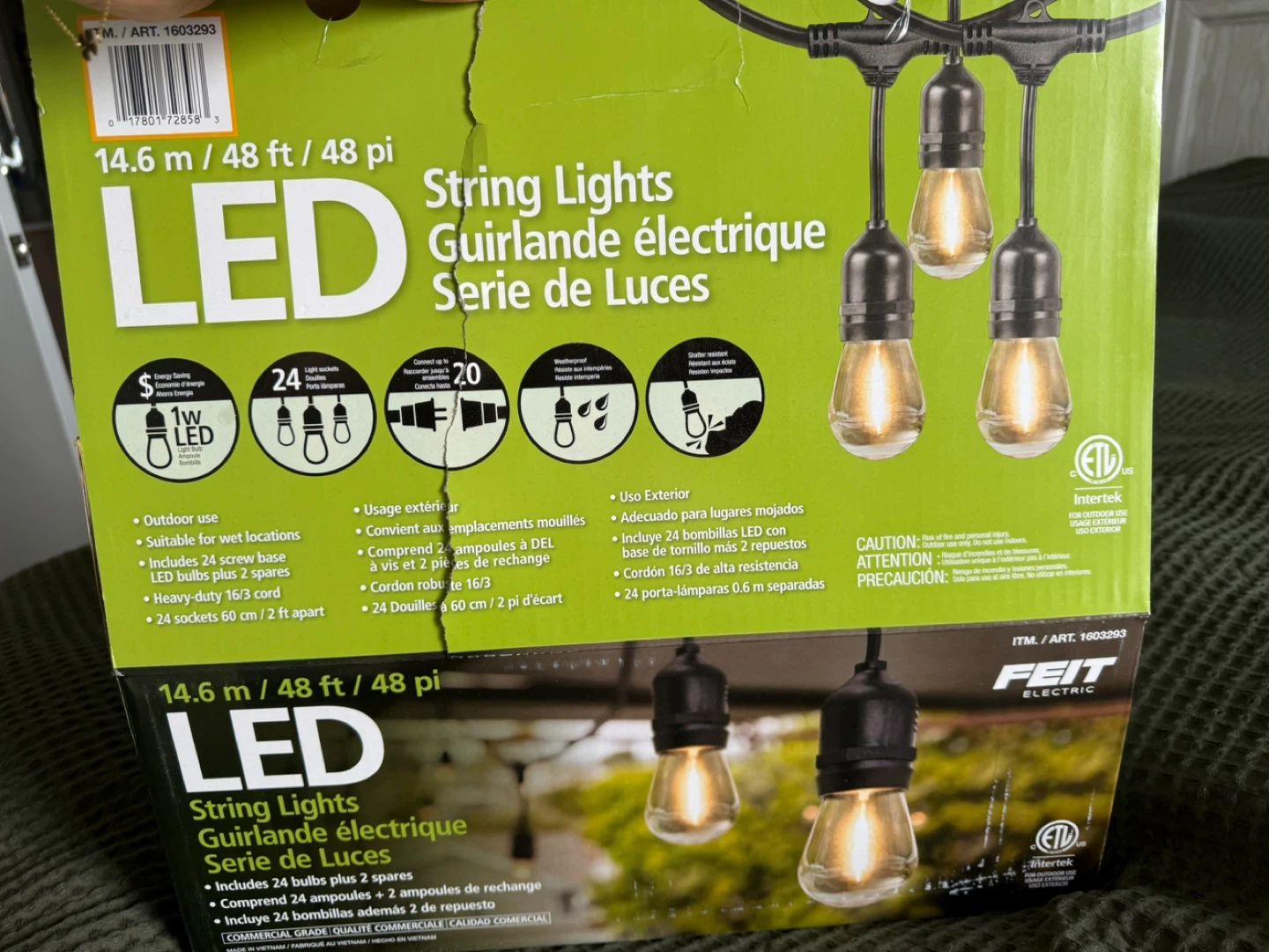 COSTCO Patio LED String Lights with 24 Bulbs + 2 Spares - photo 2