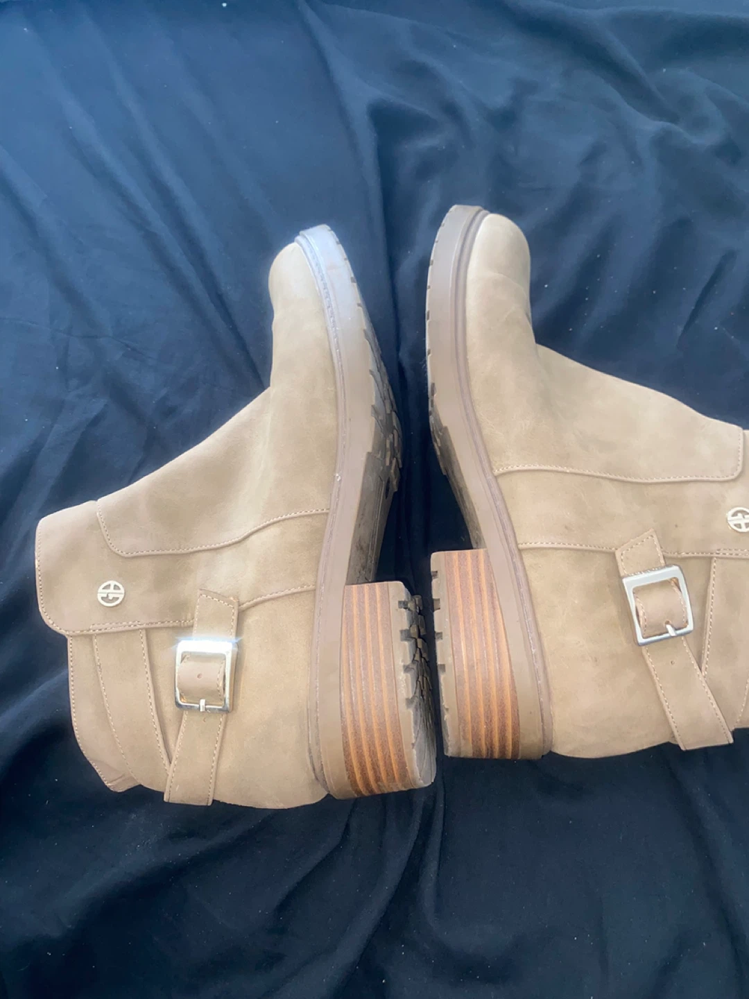 Women's Tan Suede Buckle Ankle Boots - photo 2