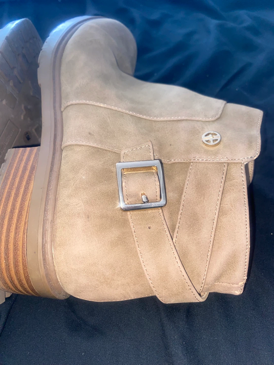 Women's Tan Suede Buckle Ankle Boots - photo 3