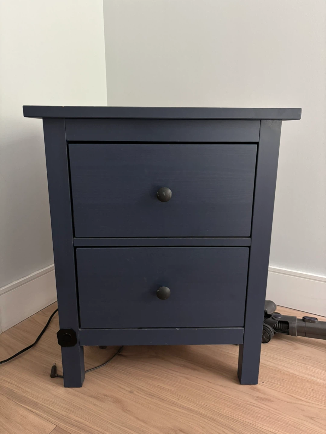 Navy Blue Two-Drawer Nightstand