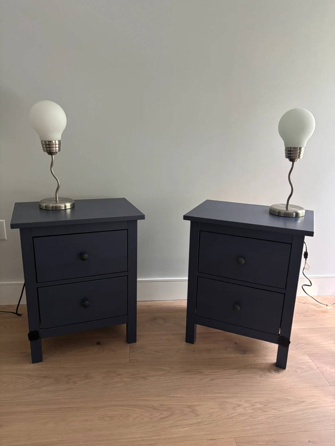 Navy Blue Two-Drawer Nightstand - photo 4