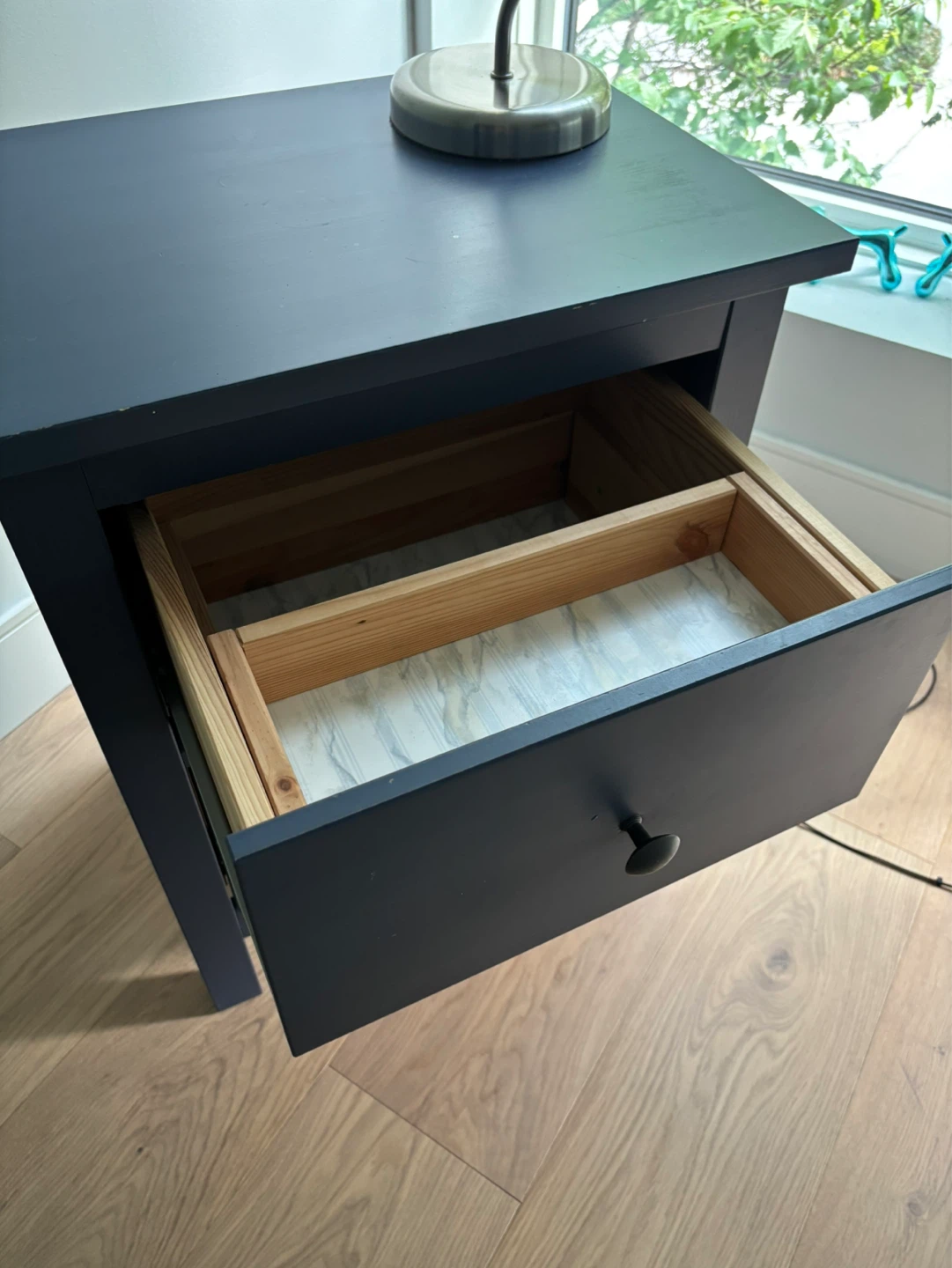 Navy Blue Two-Drawer Nightstand - photo 2