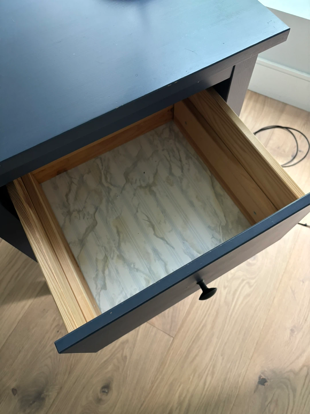 Navy Blue Two-Drawer Nightstand - photo 3